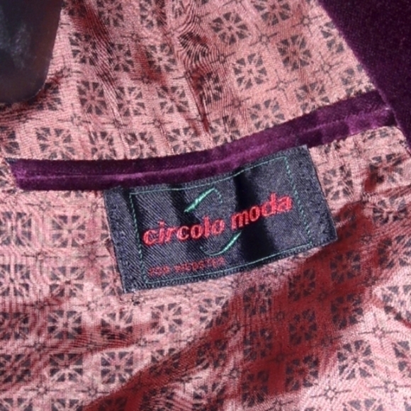 WEBSTER CIRCOLO MODA Vintage Cherry Wine Velvet Double-Breasted Blazer, 42L - Picture 3 of 8